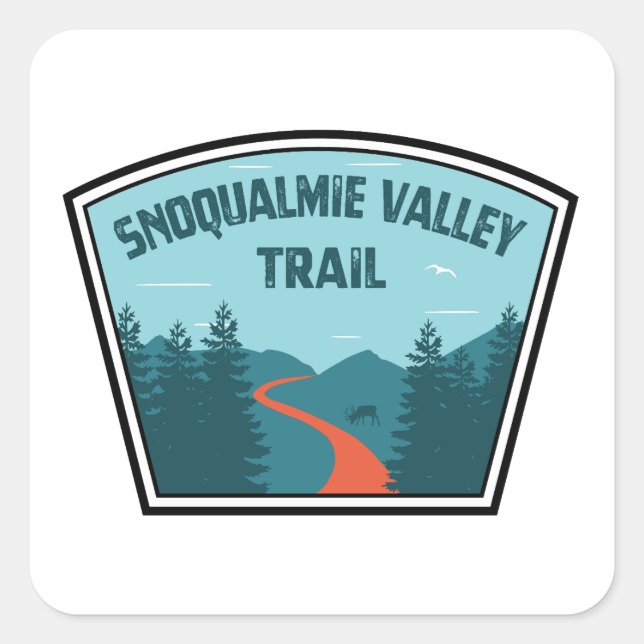 Snoqualmie Valley Trail Washington State Square Sticker (Front)