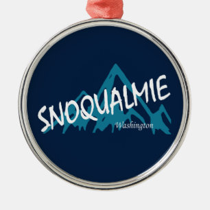 Snoqualmie Washington Mountains Metal Tree Decoration