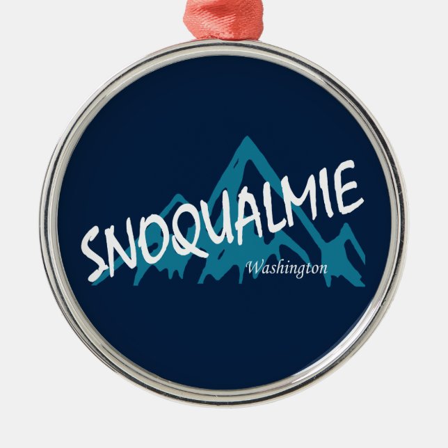 Snoqualmie Washington Mountains Metal Tree Decoration (Front)
