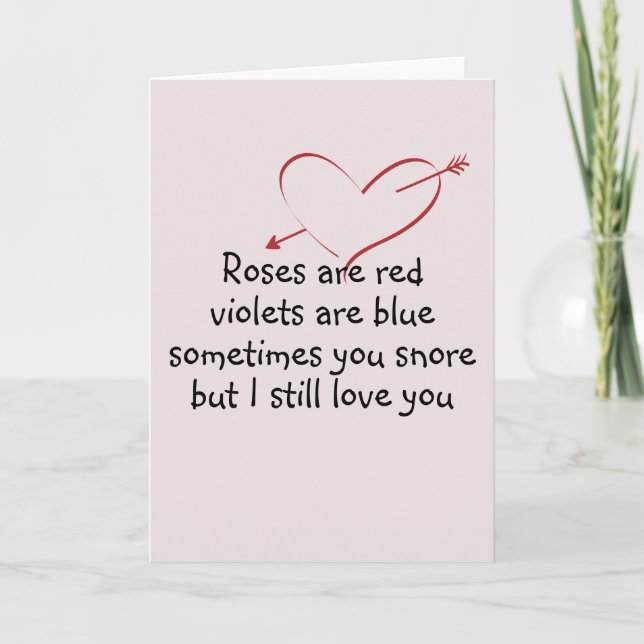 Snore Humour Funny Anniversary Valentine's Day Card (Front)