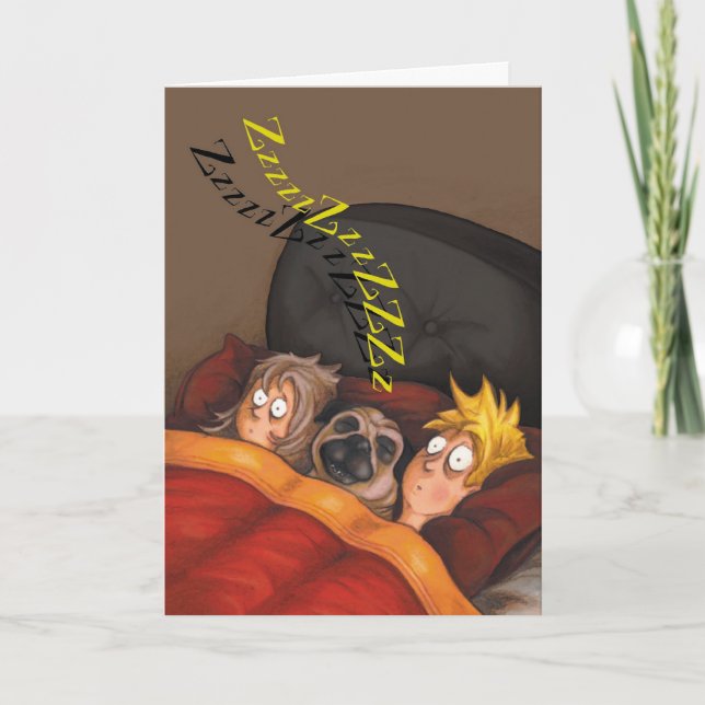 Snoring Pug - Funny Birthday Card (Front)