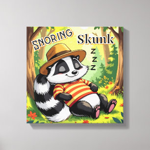 Snoring Skunk   Cute Cartoon Kid's Nursery Art Canvas Print