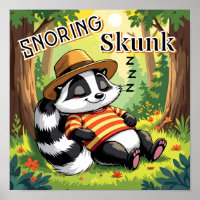 Snoring Skunk | Cute Cartoon Kid's Nursery Art