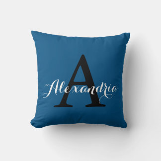 Snorkel Blue Royal Nautical Solid Colour Monogram Cushion