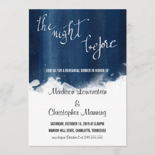 Snorkel Blue Watercolor Modern Rehearsal Dinner Invitation