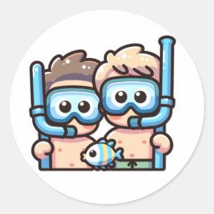 Snorkel buddies classic round sticker
