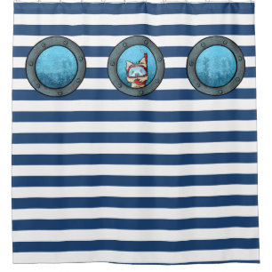 Snorkel Cairn Porthole Nautical Shower Curtain