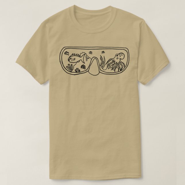 Snorkel Dive Mask Ocean Doodle T-Shirt (Design Front)