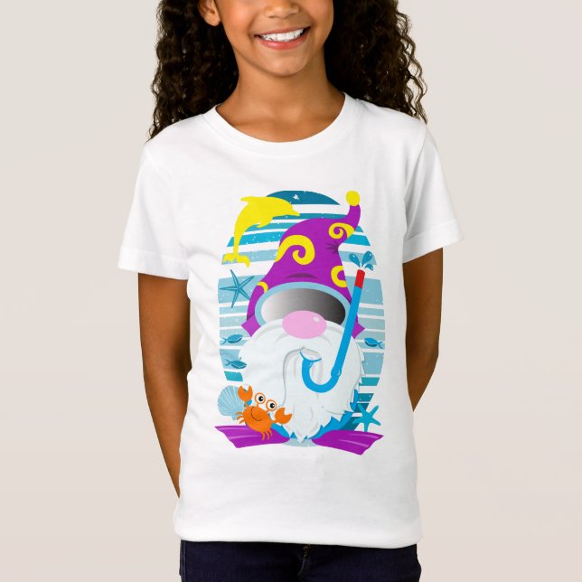 Snorkel Gnome Funny Beach T-Shirt (Front)