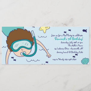 Snorkel Kid Pool Party Invitation