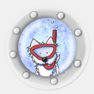 Snorkel Westie Porthole KiniArt Classic Round Sticker