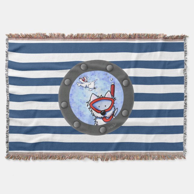 Snorkel Westies Nautical Throw Blanket (Front)
