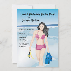Snorkeler Girl Invitation