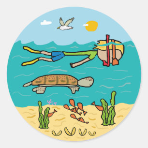 Snorkeling Classic Round Sticker