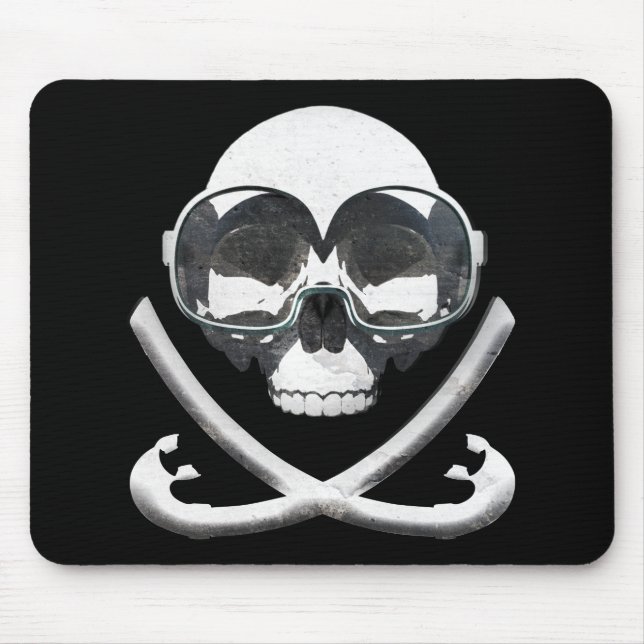 Snorkelling and Scuba Diving Pirate Skull Flag Mouse Mat (Front)