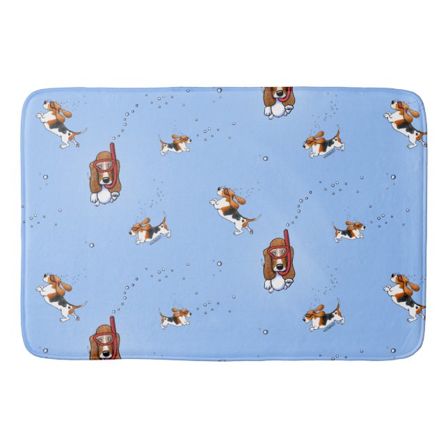 Snorkelling Basset Hounds Bath Mat (Front)