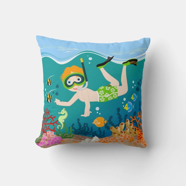Snorkelling boy under the sea cushion (Front)