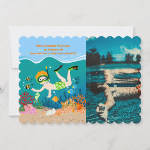 Snorkelling boy under the sea invitation