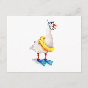Snorkelling Canada Goose in Flippers and Swim Ring Postcard