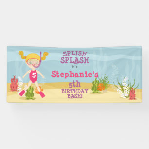 Snorkelling Girl Beach Party Banner
