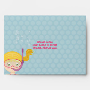 Snorkelling Girl Beach Party Envelope