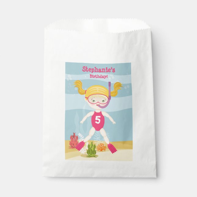 Snorkelling Girl Beach Party Favour Bags (Front)