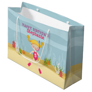 Snorkelling Girl Beach Party Large Gift Bag