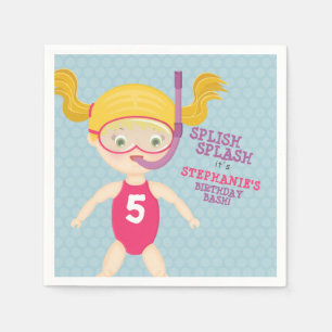 Snorkelling Girl Beach Party Napkin