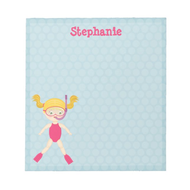 Snorkelling Girl Beach Party Notepad (Front)