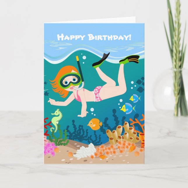 Snorkelling girl under the sea  card (Front)