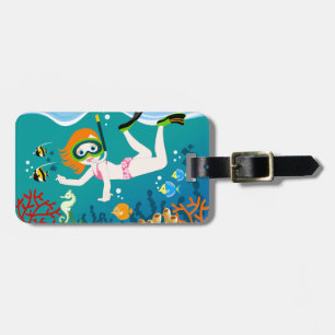 Snorkelling girl under the sea luggage tag