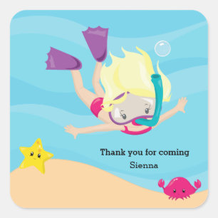 Snorkelling Square Sticker