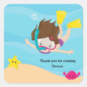 Snorkelling Square Sticker