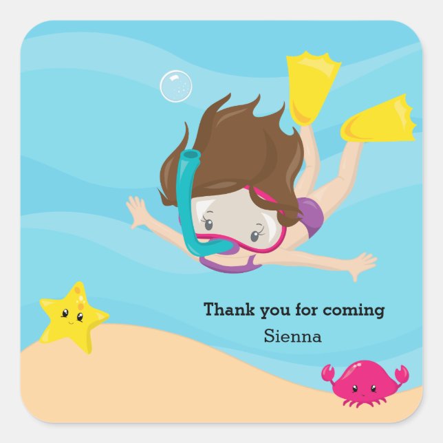 Snorkelling Square Sticker (Front)