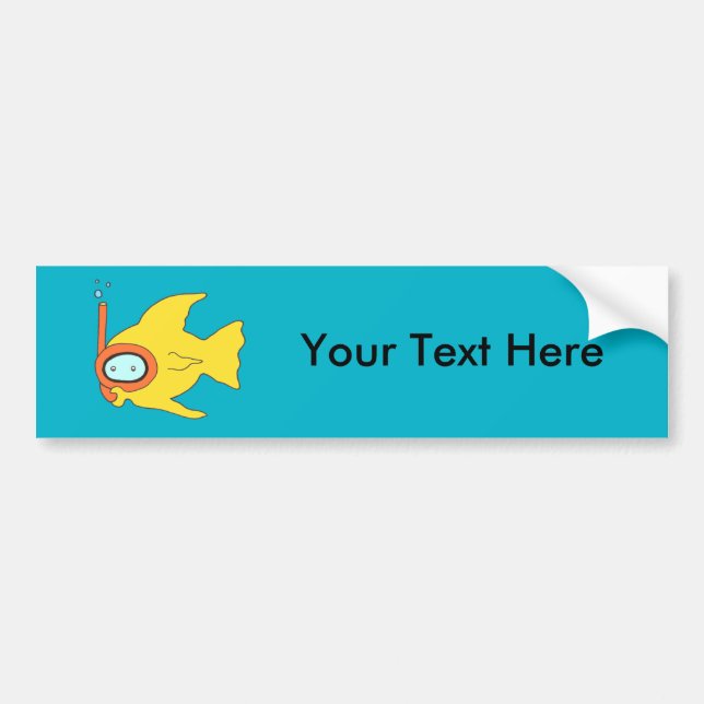 Snorkelling Swimming Yellow Fish Bumper Sticker (Front)