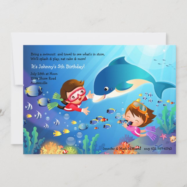 Snorkelling Tots Birthday Party Invitation (Front)
