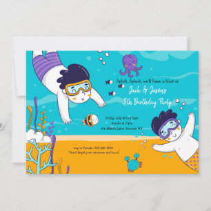 Snorkelling Twin Boys Invitation