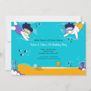 Snorkelling Twins Invitation