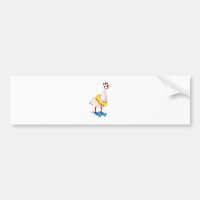 Snorkelling White Goose Bumper Sticker (Front)