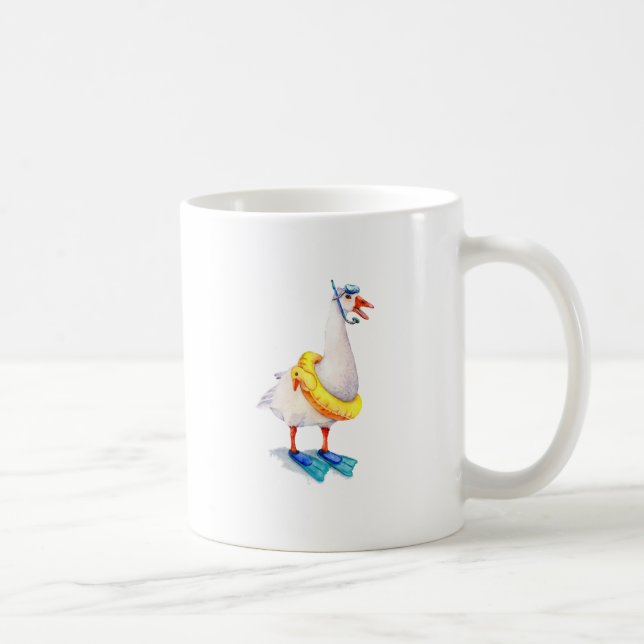 Snorkelling White Goose Coffee Mug (Right)