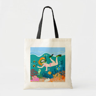 Snorkelling with tropical fish girl Birthday Party Tote Bag