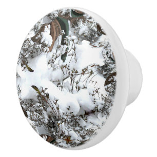 Snow Abstract Ceramic Knob