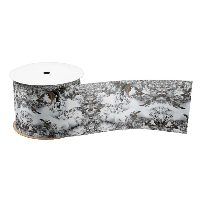 Snow Abstract Satin Ribbon (Spool)