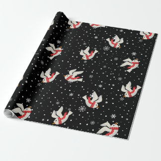 Snow an Bird Christmas Patterns Wrapping Paper