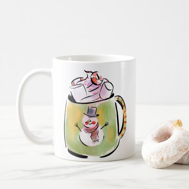 Snow and cocoa  coffee mug (With Donut)
