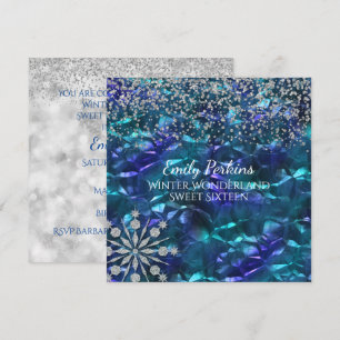 Snow and Ice Sweet Sixteen Party Invitation
