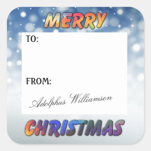 Snow and Merry Christmas gift Label