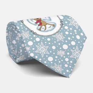 Snow Angel Dog Cute Christmas Holiday Funny Tie