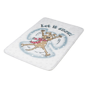 Snow Angel Dog Fun Cute Christmas Holiday Funny Bath Mat