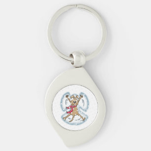 Snow Angel Dog Fun Cute Christmas Holiday Funny Key Ring